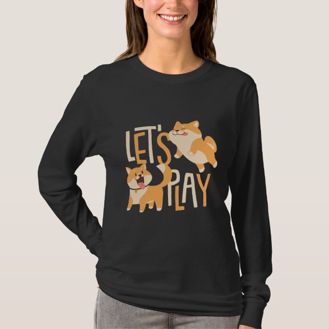 Cute Corgis Lets Play T Shirt (Framsida)
