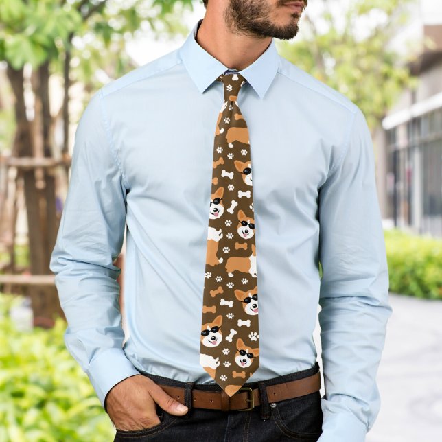 Cute Corgis Pembroke Welsh Corgi Funny Mönster Slips (Cute Corgis Neck tie Corgi Dog Lover )