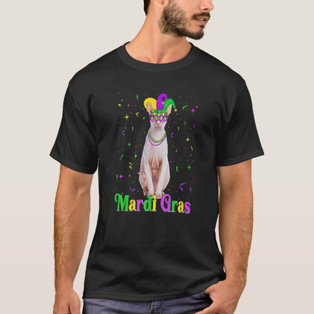 Cute Cornish Rex Cat Animals Mardi Gras Carnivals T Shirt (Framsida)