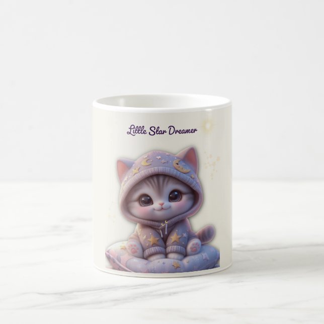 Cute Cosmic Cat Mug – Pastel Galaxy Kitten Kaffemugg (Center)