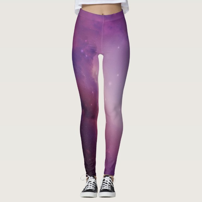 Cute Cosmic Färg Stars Galaxy Mönster Kvinnors Leggings (Framsida)