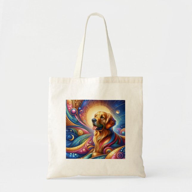 Cute Cosmic Lycklig rolig hund shopping tote bags Tygkasse (Framsidan)
