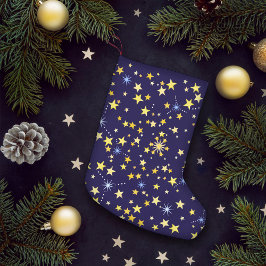 Cute Cosmic Mönster Starry Night Galaxy Navy Blue Liten Julstrumpa