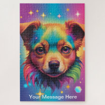Cute Cosmic Puppy Hund Surreal Rainbow Art