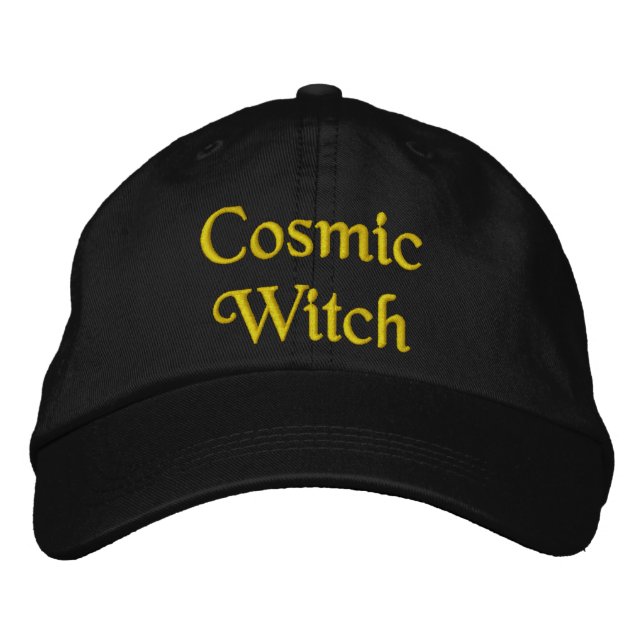 Cute Cosmic Witchcraft Quote Orange Black Broderad Keps (Framsida)