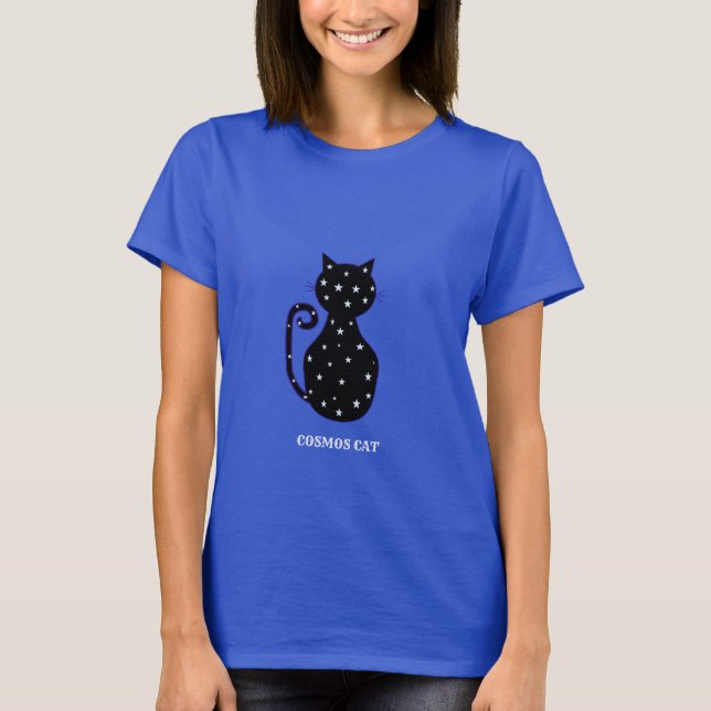Cute Cosmos Black Cat T Shirt (Framsida)