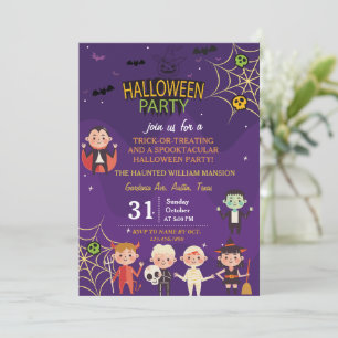 Cute Costume Halloween fest För barn Inbjudningar