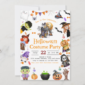 Cute Costume Halloween fest-inbjudan Inbjudningar