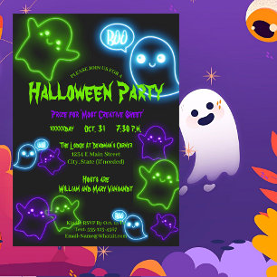 Cute Costume Halloween fest-inbjudan Vykort