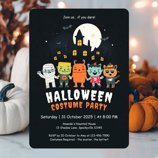 Cute Costume Halloween fest Inbjudningar (Cute Costume Halloween Party Invitation)