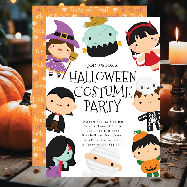 Cute Costume Halloween fest Inbjudningar (Skapare uppladdad)