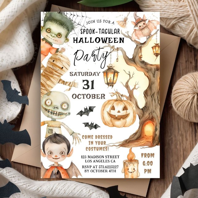 Cute Costume Halloween fest Spooktacular Kids Inbjudningar (Skapare uppladdad)
