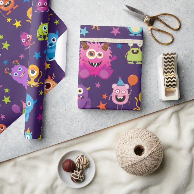 Cute Costume Monster Halloween fest För barn Presentpapper (Hantverk)