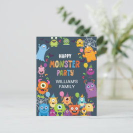 Cute Costume Monster Halloween fest För barn Vykort