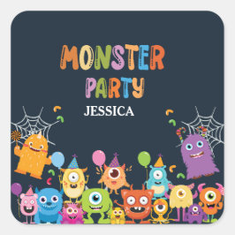 Cute Costume Monster Halloween fest Fyrkantigt Klistermärke