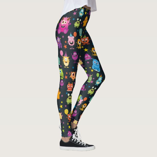 Cute Costume Monster Halloween fest Mönster Leggings (Höger)