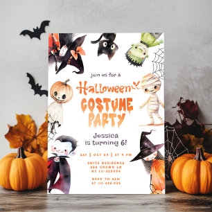 Cute Costume party Halloween barns födelsedag Inbjudningar