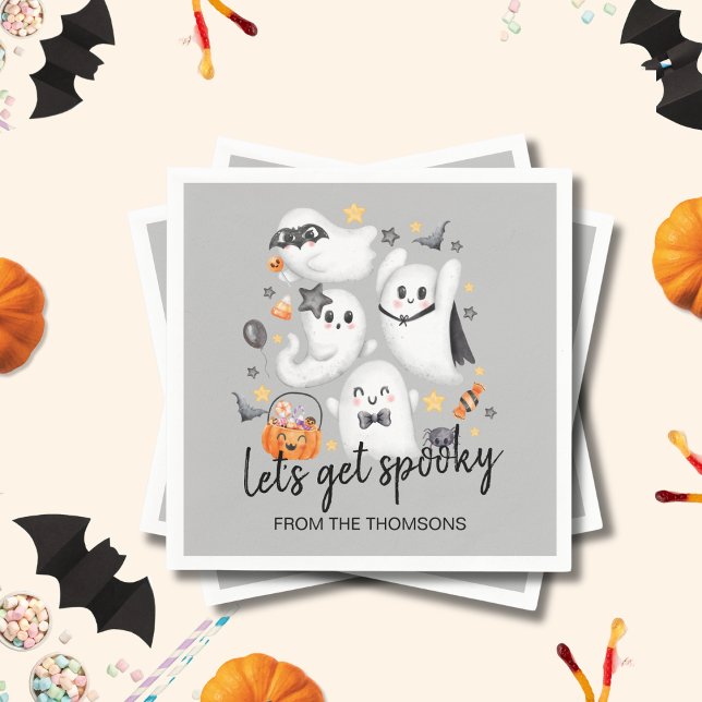 Cute Costume Spooky Ghost Pumpkin Halloween Pappersservett (Skapare uppladdad)