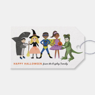 Cute Costumes Modern Halloween Trees Presentetikett