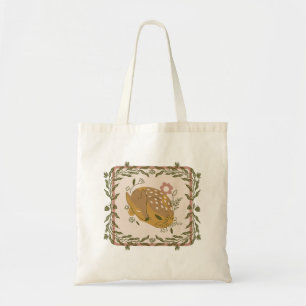 Cute cottage core sovande forest fawn tygkasse