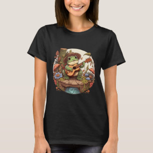 Cute Cottagecore Aesthetic Frog spelar Banjo på M T Shirt