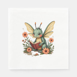 Cute Cottagecore Blommigt Dragonfly Aesthetic Grap Pappersservett