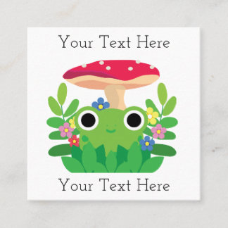 Cute Cottagecore Frog med Mushroom Vinyl Sticker Fyrkantigt Visitkort