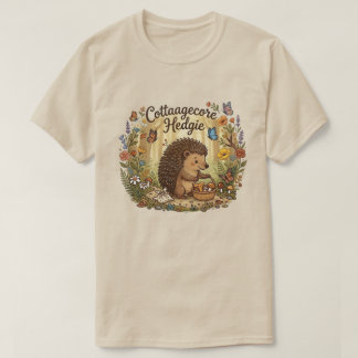 Cute Cottagecore Hedgehog Gathering Mushrooms T Shirt