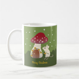Cute Cottagecore Mouse Red Mushroom House Grönt Kaffemugg
