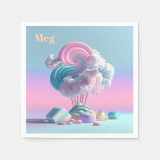 Cute Cotton Candy Clouds Personlig Napkins Pappersservett