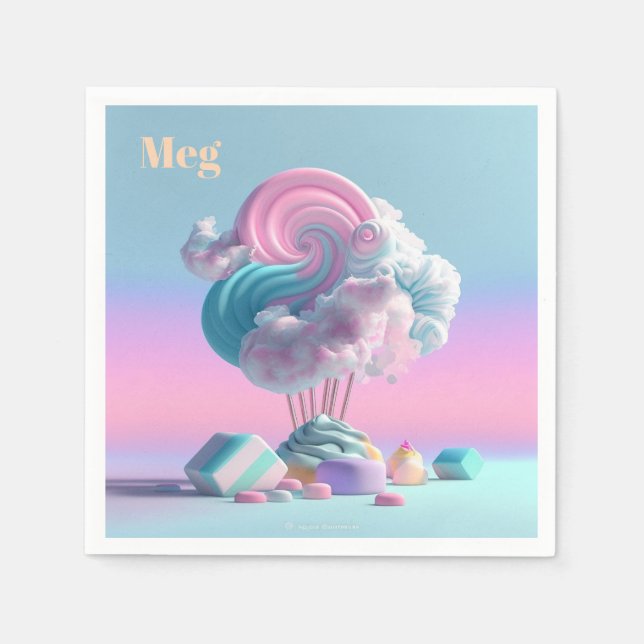 Cute Cotton Candy Clouds Personlig Napkins Pappersservett (Framsidan)