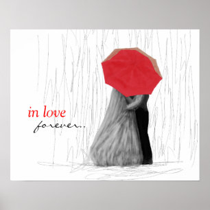 Cute Coubrella med Red Parbrella Art Poster