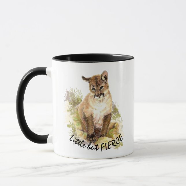 Cute Cougar Mountain Lejon Cat Kitten FIERCE QUOTE Mugg (Vänster)