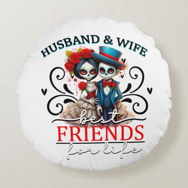 Cute Cougar Skull Rund Kudde (Framsidan)