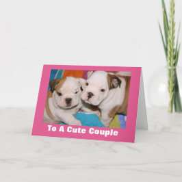 Cute Coule English Bulldog Puppies Valentine Helgkort
