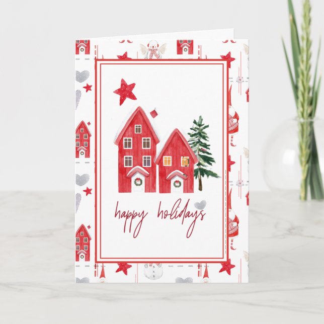 Cute Country Christmas Holiday Folded Card Helgkort (Framsida)
