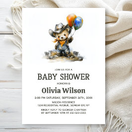 Cute Country Teddy Bear Baby Shower Invitation Inbjudningar