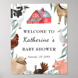 Cute Countryside Baby Shower på gården Välkommen Poster
