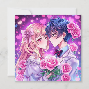 Cute Couple Anime Personlig Valentine Day Kort