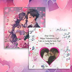Cute Couple Anime Personlig Valentine Day Kort