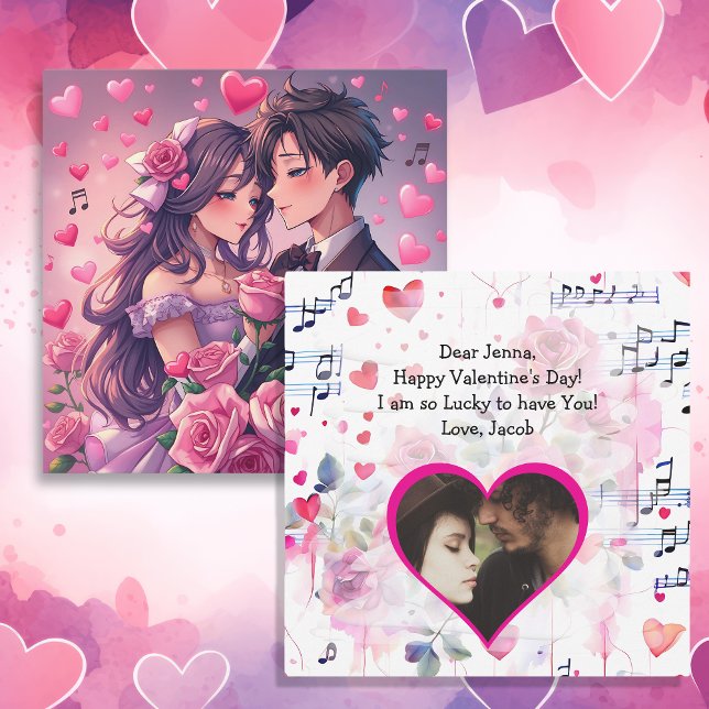 Cute Couple Anime Personlig Valentine Day Kort (Skapare uppladdad)