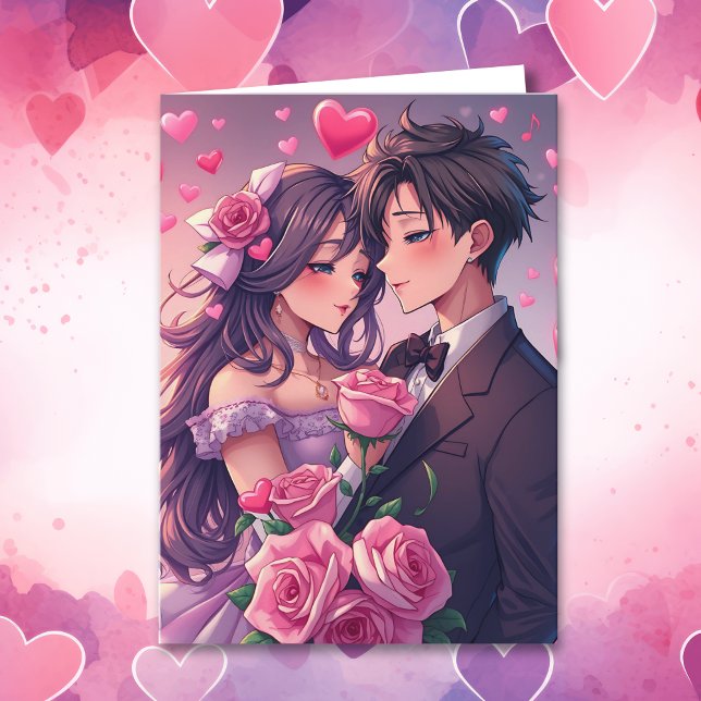 Cute Couple Anime Personlig Valentine Day Kort (Skapare uppladdad)