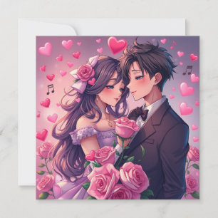 Cute Couple Anime Personlig Valentine Day Kort