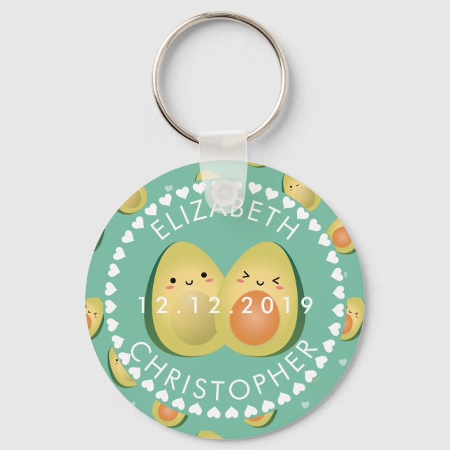 Cute Couple Avocuddle Funny Avocados Wedding Favor Nyckelring (Framsida)