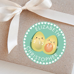 Cute Couple Avocuddle Funny Avocados Wedding Favor Runt Klistermärke