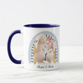 Cute Couple Bunny Rainbow Customized Gift honom he Mugg
