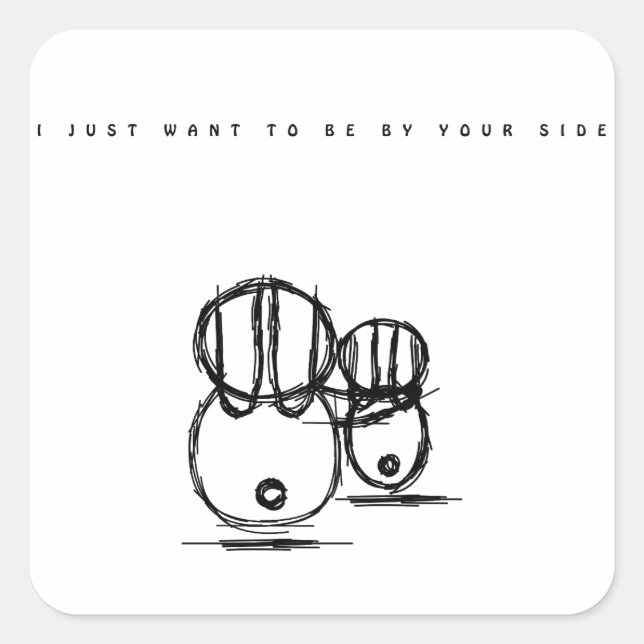 Cute Couple Bunny Sticker Fyrkantigt Klistermärke (Framsida)