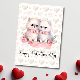 Cute Couple Cats Happy Valentines Day Julkort