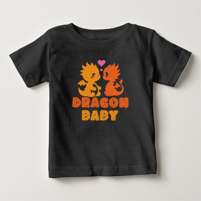 Cute Couple Dragon Baby T Shirt (Framsida)