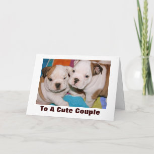 Cute Couple English Bulldog Puppies-årsdagen Kort